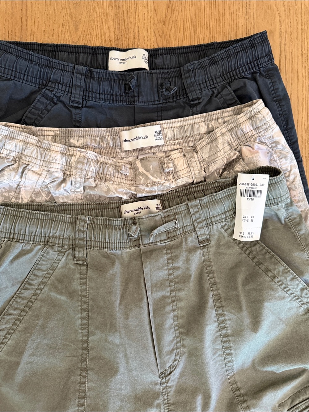 Bundle (3) Abercrombie kids baggy Cargo Pants - Casual Utility Style size 15-16